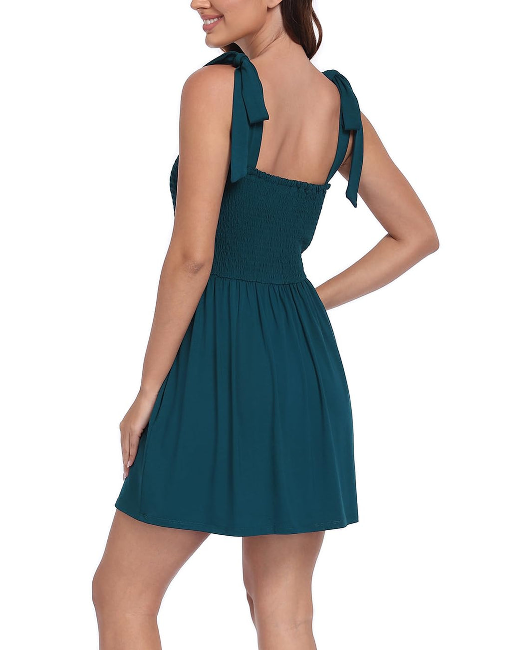 HDE Women's Romper Dress with Built in Shorts Summer Smocked Mini Sundress