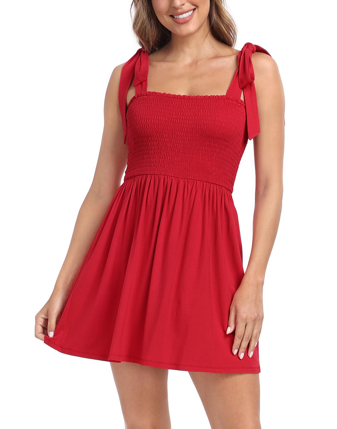 HDE Women's Romper Dress with Built in Shorts Summer Smocked Mini Sundress