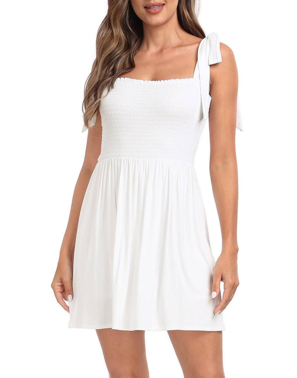 HDE Women's Romper Dress with Built in Shorts Summer Smocked Mini Sundress