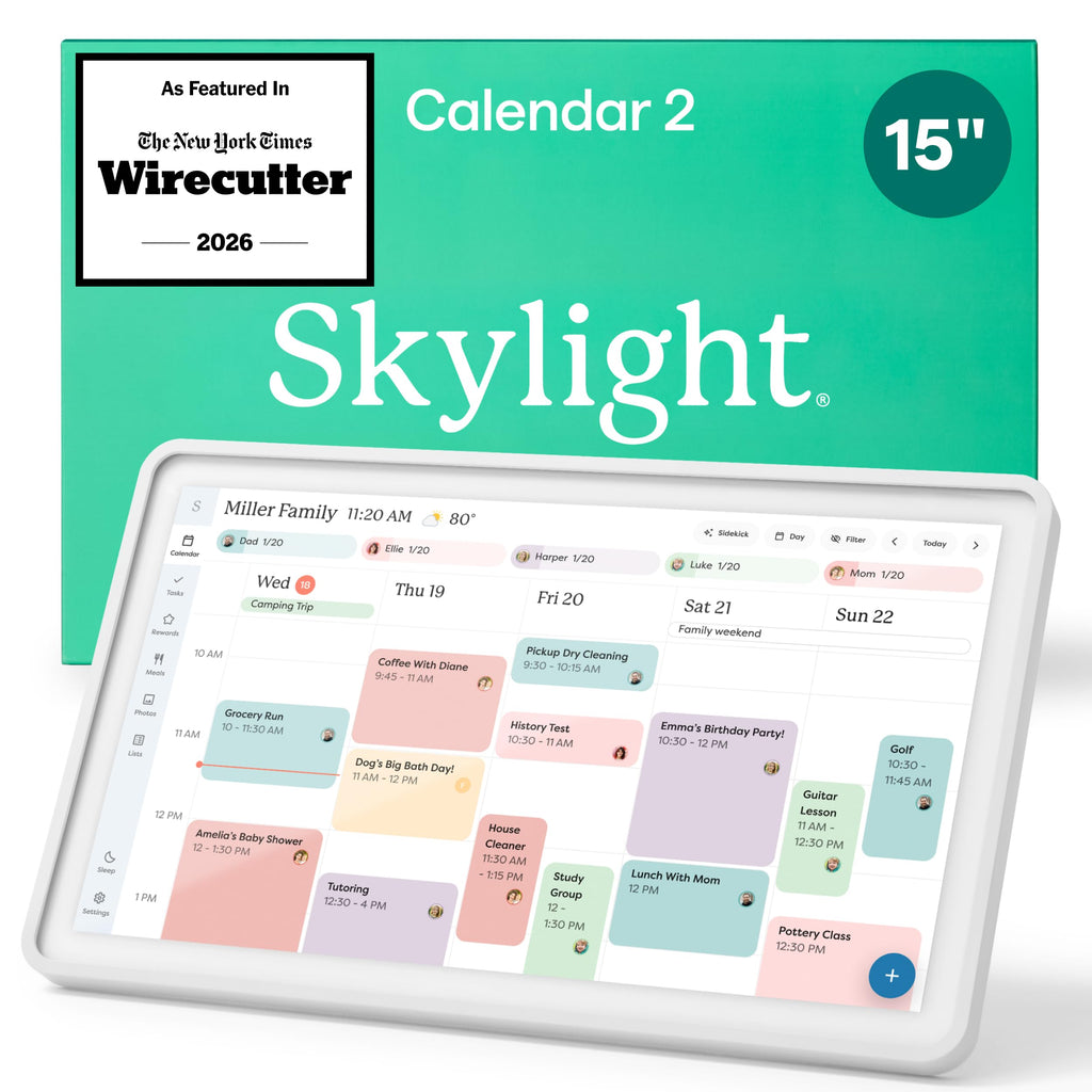 Skylight Calendar: 15-inch Wall Planner Digital Calendar & Chore Chart, Smart Touchscreen Interactive Display for Family Schedules – Wall Mount Included, Great for Organizing Your 2026 Calendar