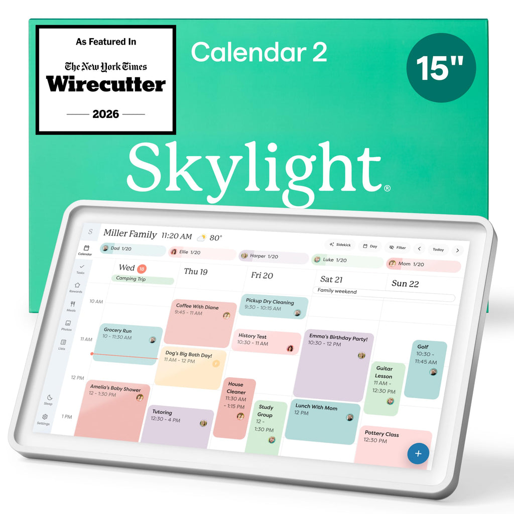 Skylight Calendar: 15-inch Wall Planner Digital Calendar & Chore Chart, Smart Touchscreen Interactive Display for Family Schedules – Wall Mount Included, Great for Organizing Your 2026 Calendar