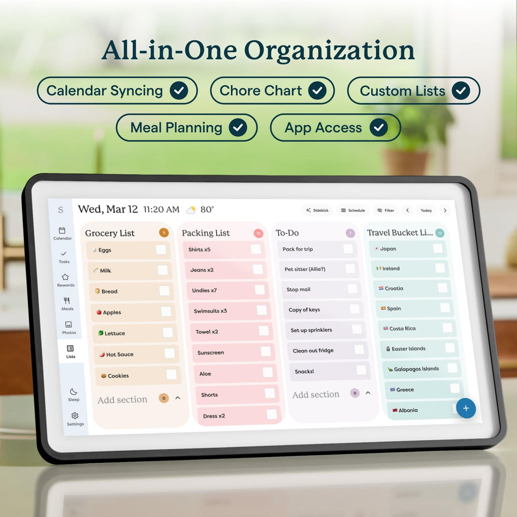 Skylight Calendar: 15-inch Wall Planner Digital Calendar & Chore Chart, Smart Touchscreen Interactive Display for Family Schedules – Wall Mount Included, Great for Organizing Your 2026 Calendar