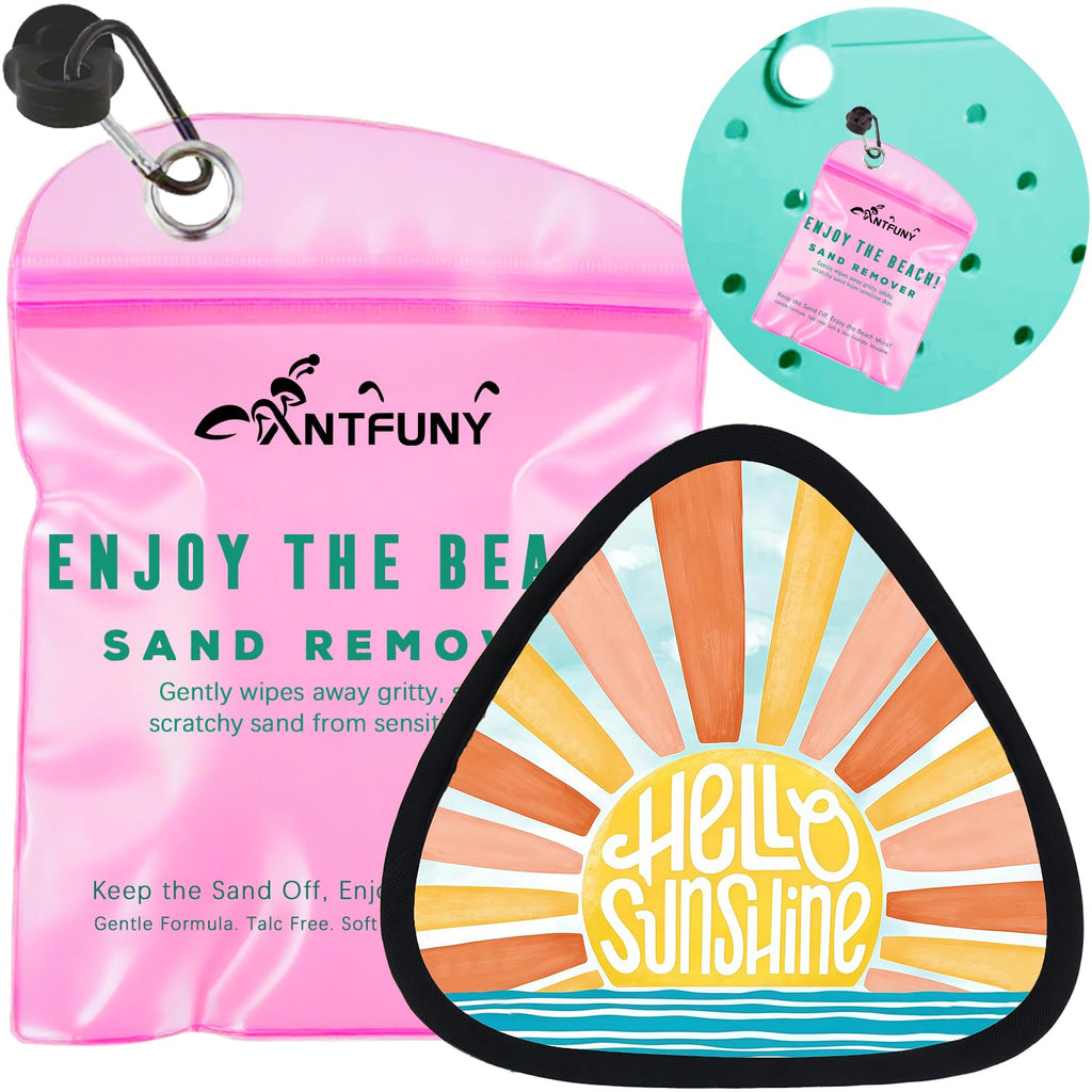 Triangle Sand Remover for Beach Sandproof Cleaner Eraser Wipe Off Mitt Duster Cup Holder Game Toy Cruise Ship Accessories Summer Vacation Must Have Hawaii Trip Essential Honeymoon Gift Family Towel