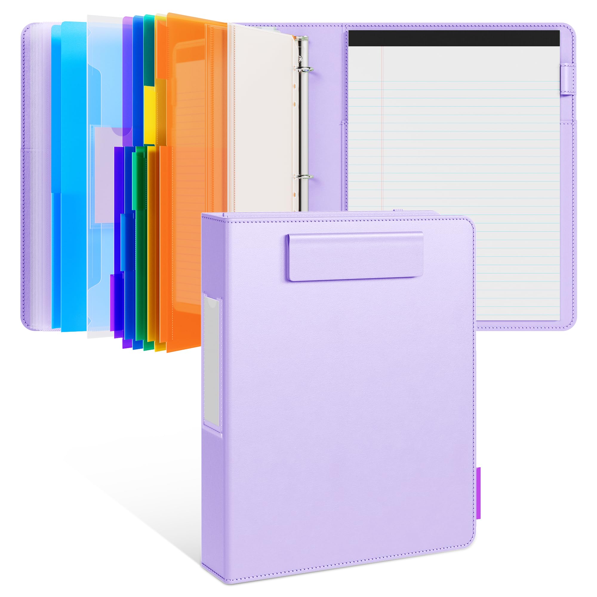 JoyCat 3 Ring Binder Clipboard with Storage,12.4"x10.2"Magnetic Clipboard Folder with 5 Expandable Folders,Refillable Lined Notepad (11" x 8.5"),Ideal for School Office Nursing(Pink)