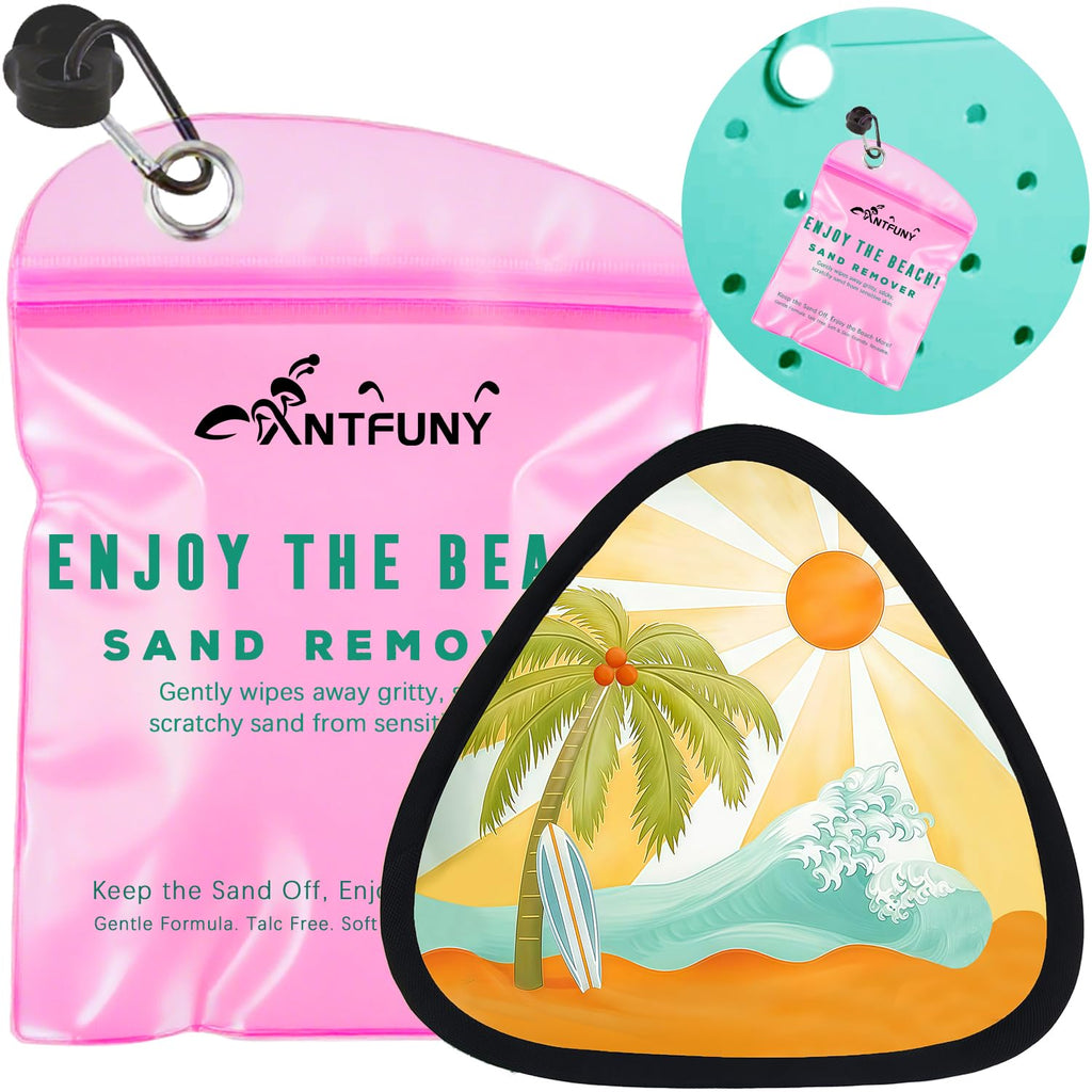 Triangle Sand Remover for Beach Sandproof Cleaner Eraser Wipe Off Mitt Duster Cup Holder Game Toy Cruise Ship Accessories Summer Vacation Must Have Hawaii Trip Essential Honeymoon Gift Family Towel