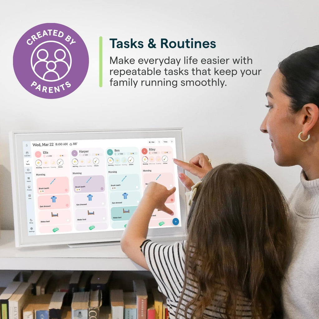 Skylight Calendar: 15-inch Wall Planner Digital Calendar & Chore Chart, Smart Touchscreen Interactive Display for Family Schedules – Wall Mount Included, Great for Organizing Your 2026 Calendar