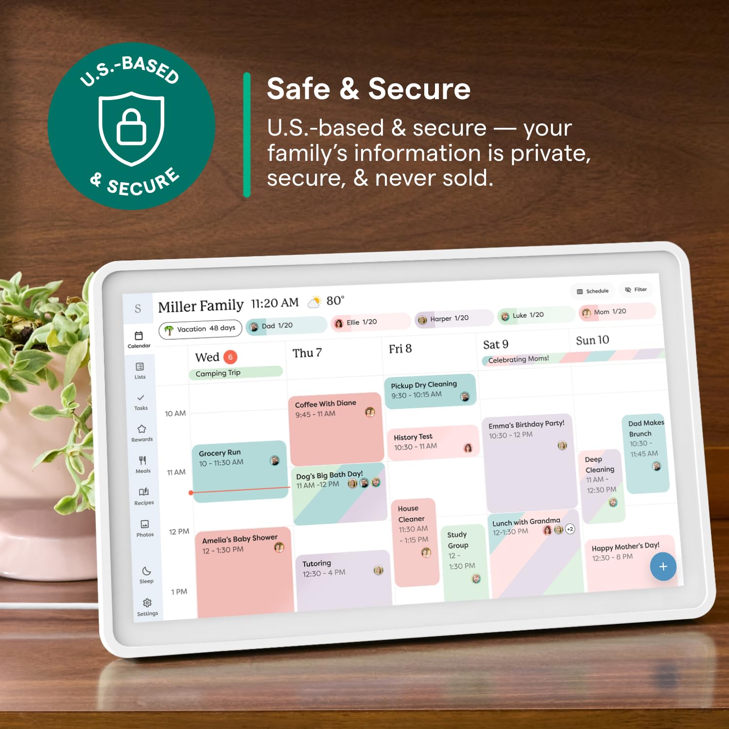 Skylight Calendar: 15-inch Wall Planner Digital Calendar & Chore Chart, Smart Touchscreen Interactive Display for Family Schedules – Wall Mount Included, Great for Organizing Your 2026 Calendar