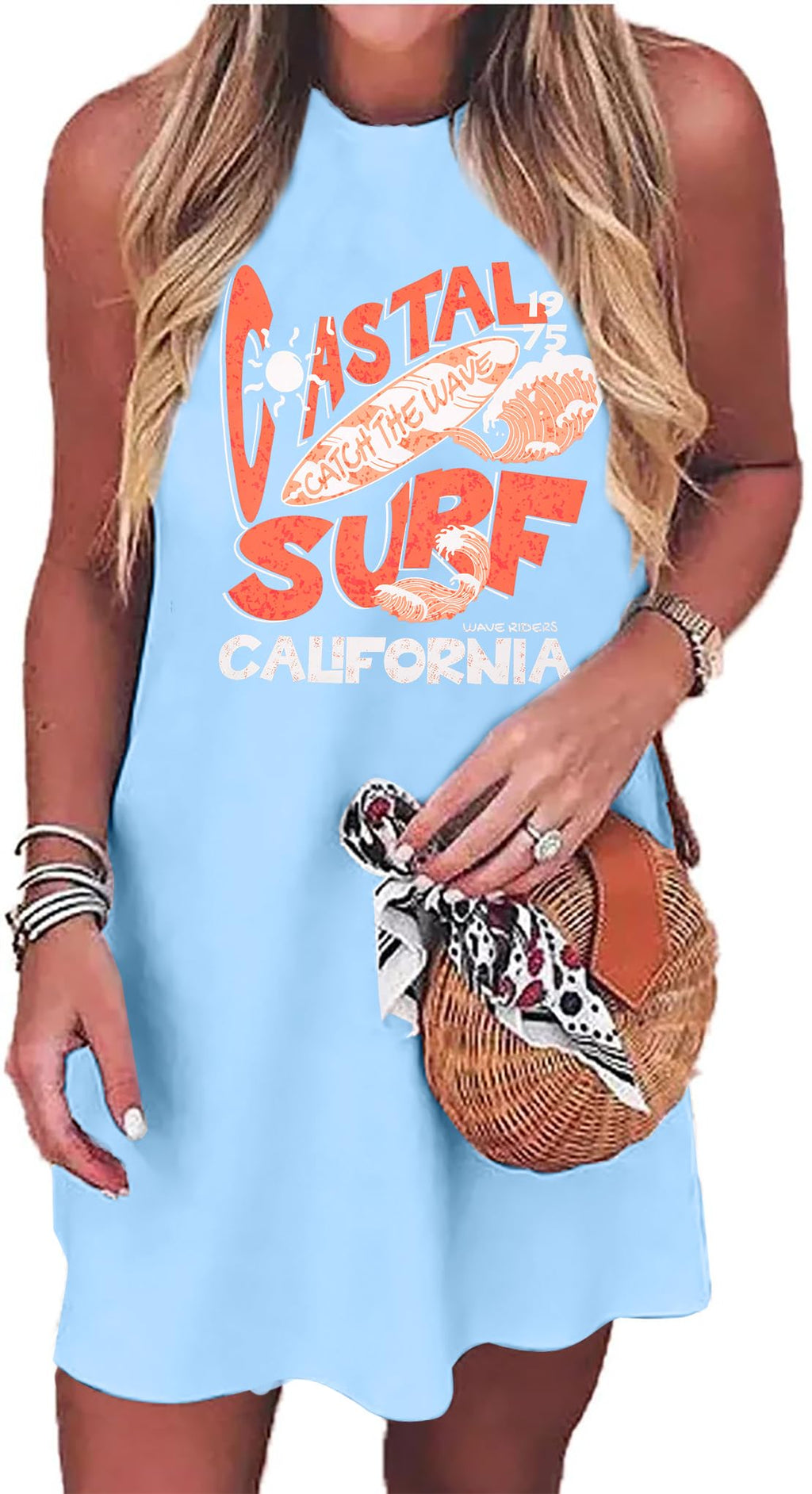 Summer Sundress for Women Beach Tank Dress Sleeveless Graphic T Dress Short Casual Sun Dresses Beach Cover Up