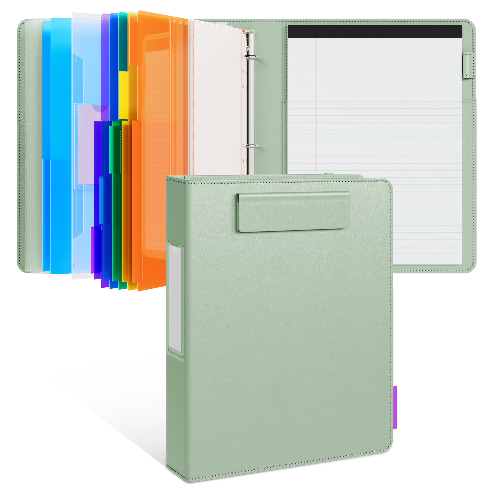 JoyCat 3 Ring Binder Clipboard with Storage,12.4"x10.2"Magnetic Clipboard Folder with 5 Expandable Folders,Refillable Lined Notepad (11" x 8.5"),Ideal for School Office Nursing(Pink)