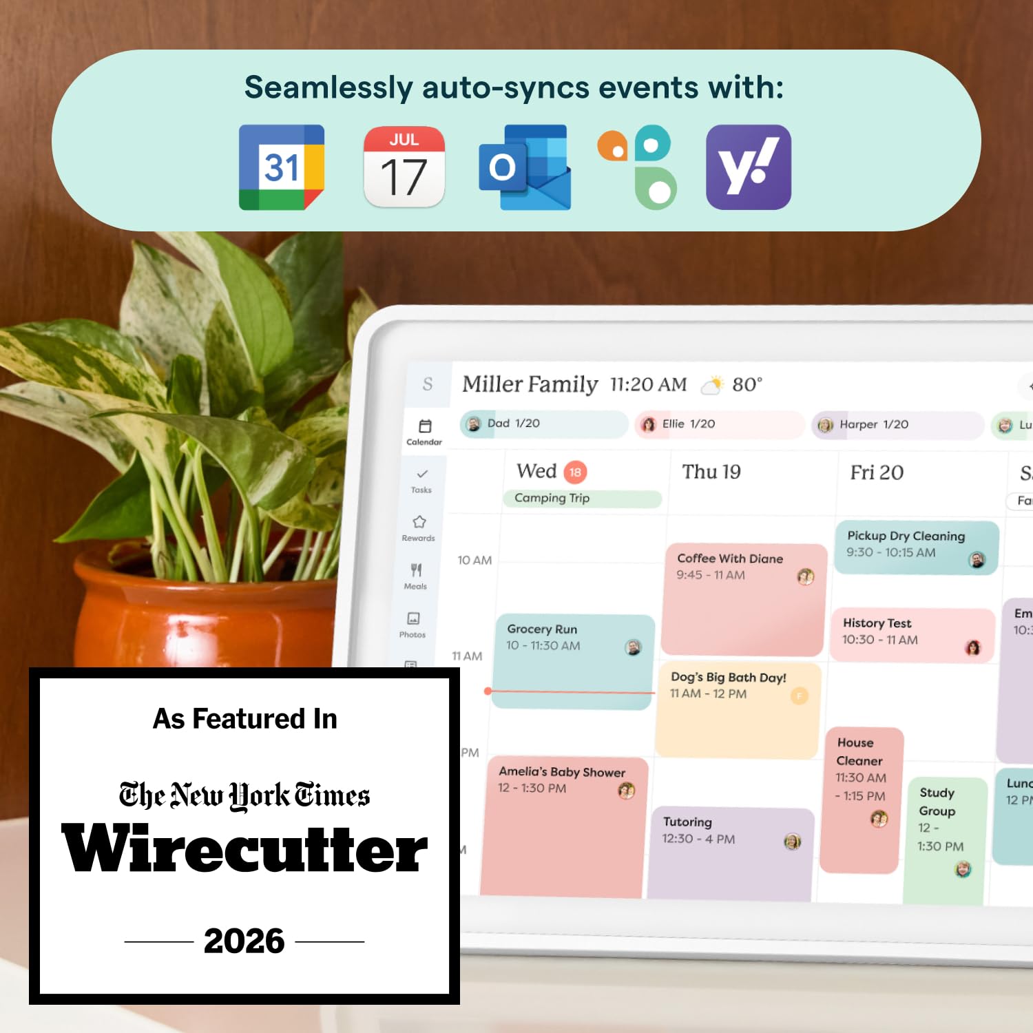 Skylight Calendar: 15-inch Wall Planner Digital Calendar & Chore Chart, Smart Touchscreen Interactive Display for Family Schedules – Wall Mount Included, Great for Organizing Your 2026 Calendar