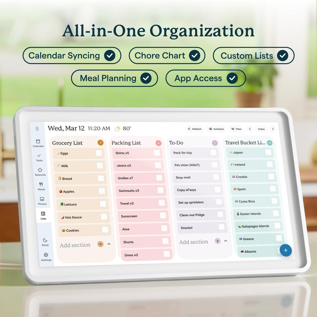 Skylight Calendar: 15-inch Wall Planner Digital Calendar & Chore Chart, Smart Touchscreen Interactive Display for Family Schedules – Wall Mount Included, Great for Organizing Your 2026 Calendar