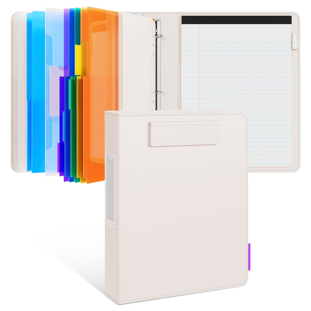 JoyCat 3 Ring Binder Clipboard with Storage,12.4"x10.2"Magnetic Clipboard Folder with 5 Expandable Folders,Refillable Lined Notepad (11" x 8.5"),Ideal for School Office Nursing(Pink)