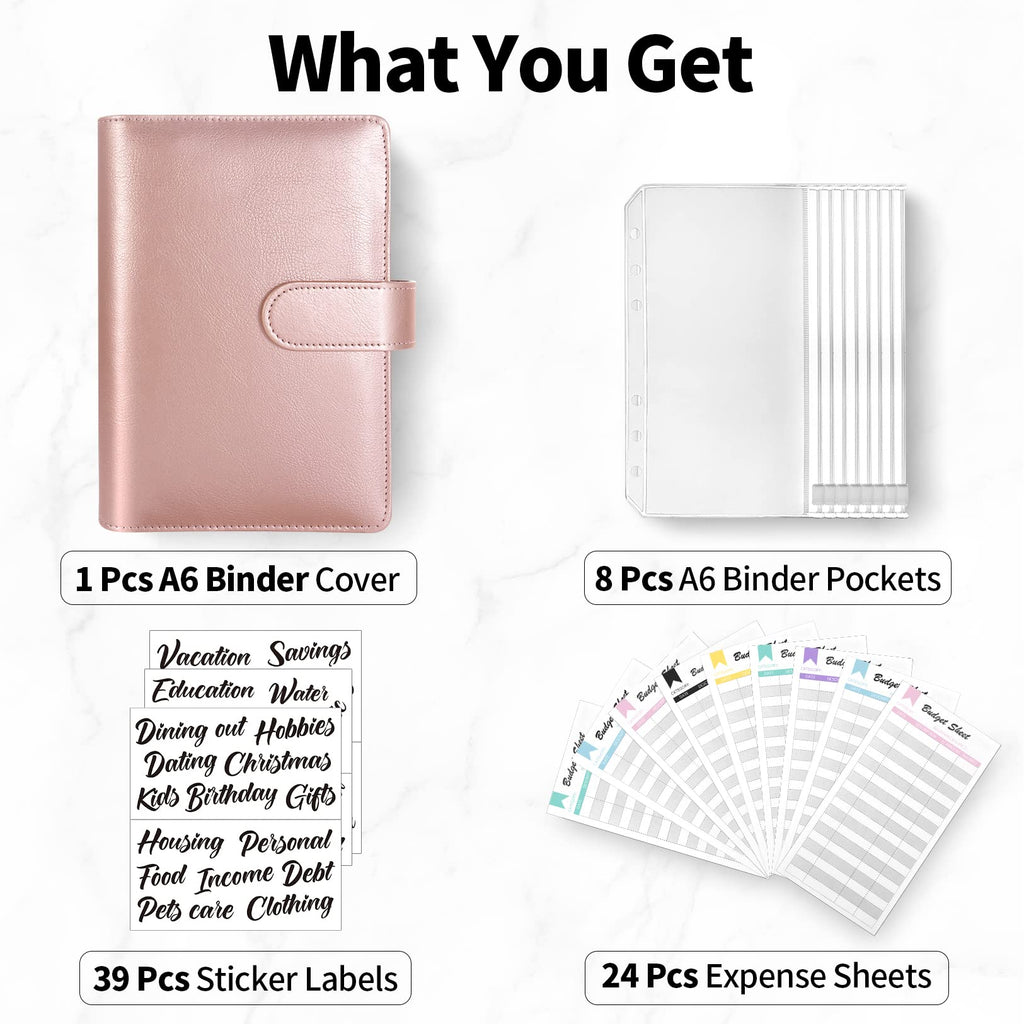 Sooez Budget Binder with Money Saving Challenge, Money Saving Binder with Cash Envelopes, Expense Sheets, Challenge Tracker & Category Labels, Envelope Savings Challenges Book for Home Office School