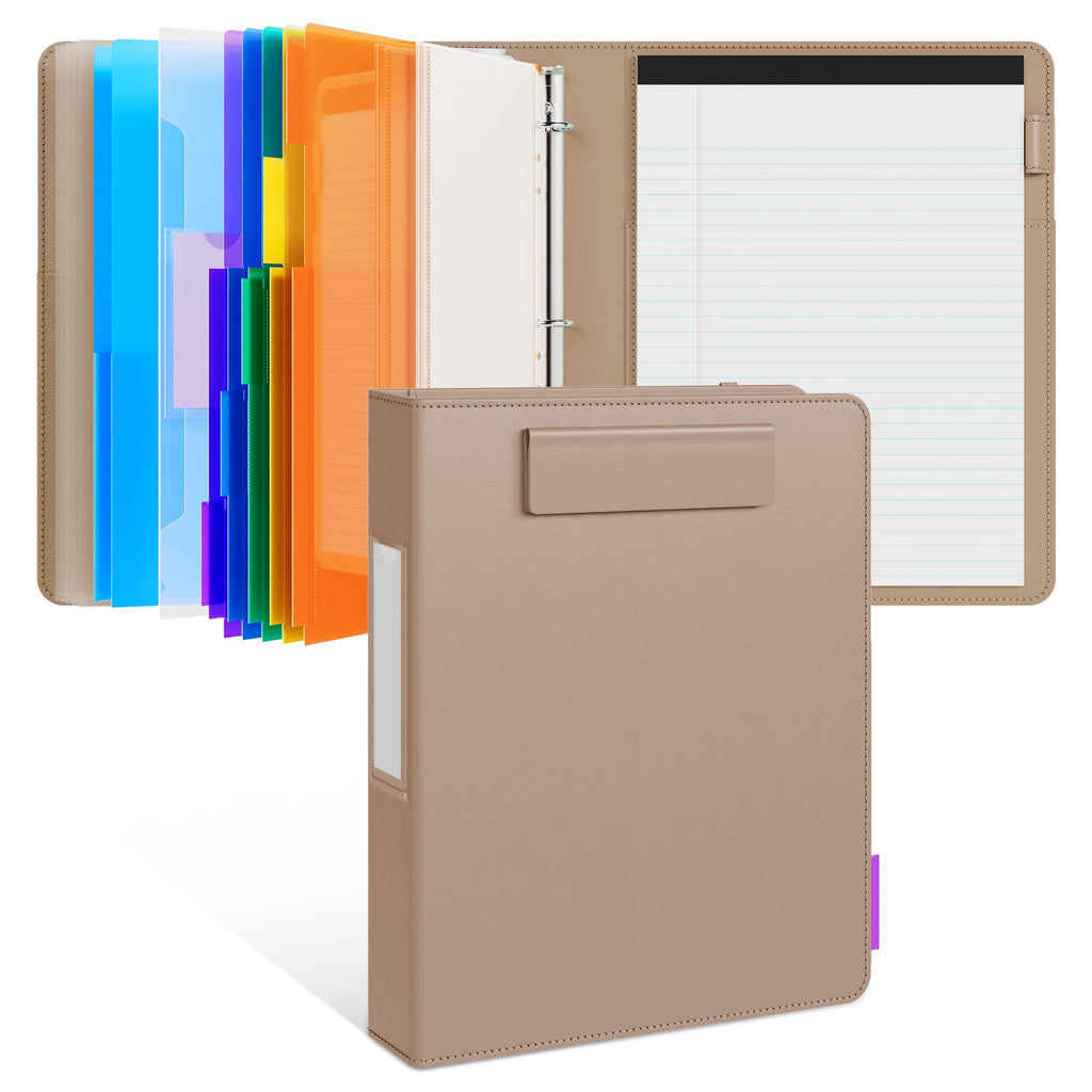 JoyCat 3 Ring Binder Clipboard with Storage,12.4"x10.2"Magnetic Clipboard Folder with 5 Expandable Folders,Refillable Lined Notepad (11" x 8.5"),Ideal for School Office Nursing(Pink)