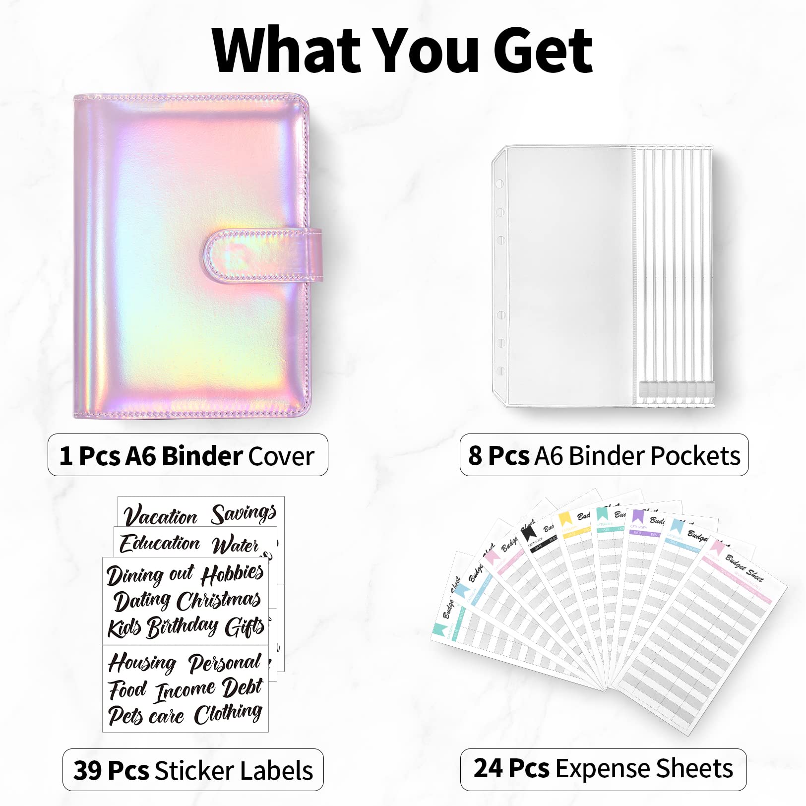 Sooez Budget Binder with Money Saving Challenge, Money Saving Binder with Cash Envelopes, Expense Sheets, Challenge Tracker & Category Labels, Envelope Savings Challenges Book for Home Office School