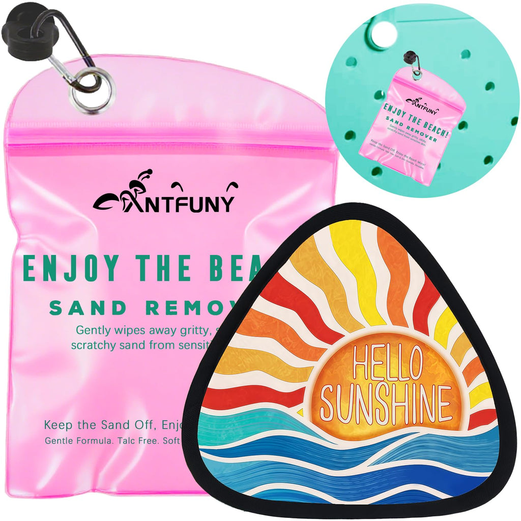 Triangle Sand Remover for Beach Sandproof Cleaner Eraser Wipe Off Mitt Duster Cup Holder Game Toy Cruise Ship Accessories Summer Vacation Must Have Hawaii Trip Essential Honeymoon Gift Family Towel