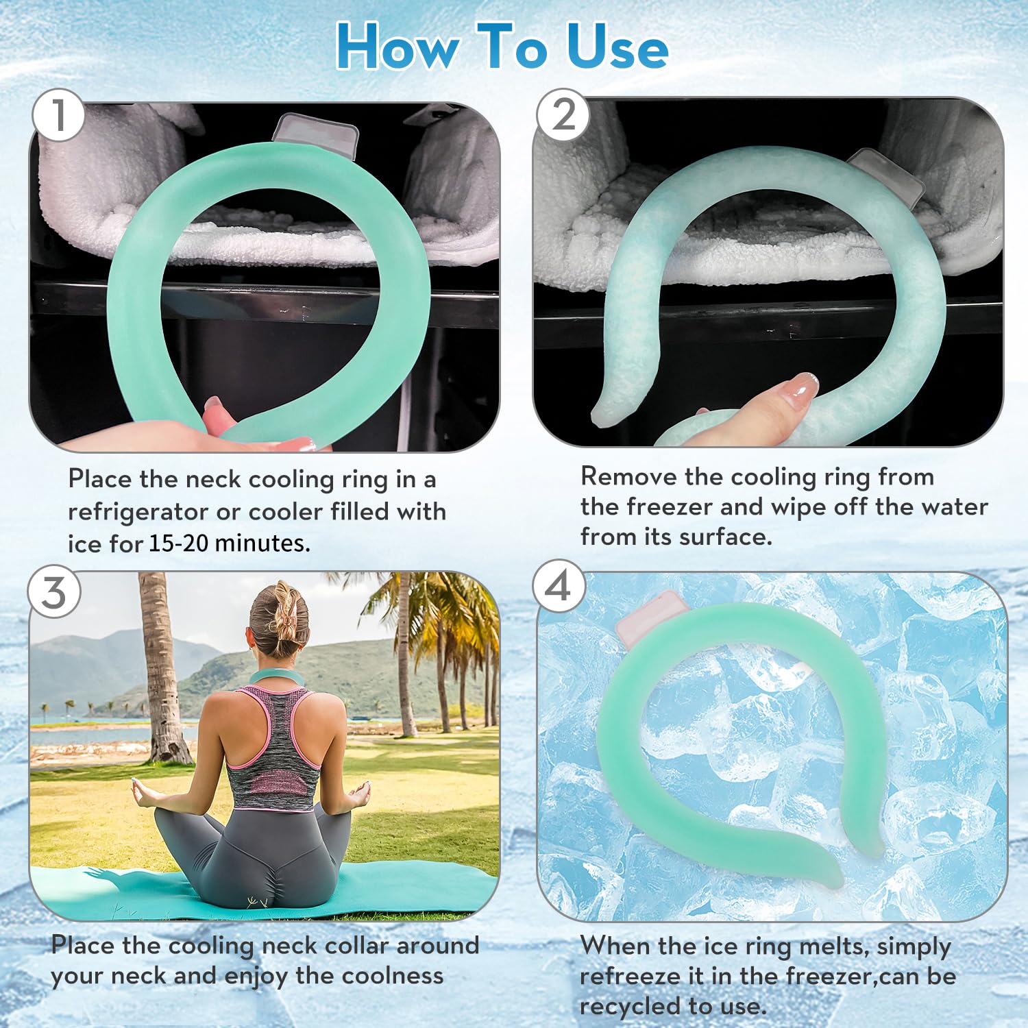 2PCS Neck Cooling Tube with Cold Insulated Bag,Reusable Ice Neck Cool Wearable Body Cooling Products for Summer Heat (Green*2)