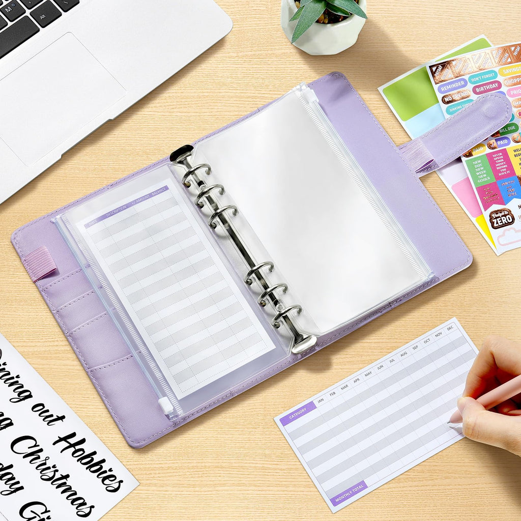 Sooez Budget Binder with Money Saving Challenge, Money Saving Binder with Cash Envelopes, Expense Sheets, Challenge Tracker & Category Labels, Envelope Savings Challenges Book for Home Office School