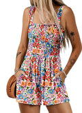 Dokotoo Women's Summer Casual Smocked Rompers Square Neck Sleeveless Loose Shorts Jumpsuits 2026 Beach Vacation Outfits